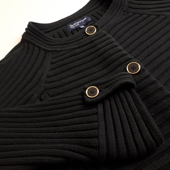 Jones New York Black Rib Knit Cardigan - Picture 1 of 16